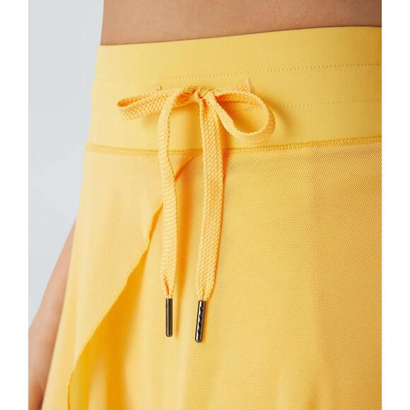 NWT Halara High Waisted Drawstring 2-in-1 Pocket Flowy Midi Skirt Popcorn S - Picture 10 of 12